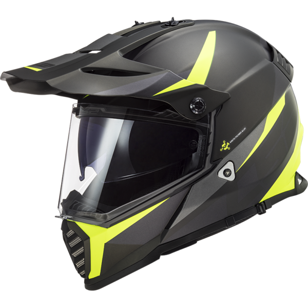 LS2 MX436 Pioneer Evo Router Matt Black Fluorescent Yellow