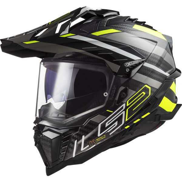 LS2 MX701 Explorer Carbon Edge Gloss Black Hi Viz Yellow